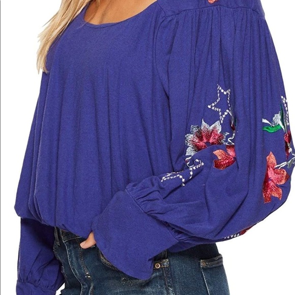 FREE PEOPLE Lita Embroidered Bell sleeves Top - Picture 6 of 7